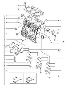 Yanmar Engine Cylinder Block Diagram and Parts List for 46G 4X4-1I029Z-1H020Z-37BKD710 Cub Cadet Lawn Tractor Accessories